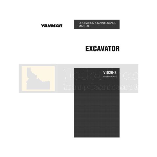 Yanmar Excavator ViO20 Operation Manual - Digital Download