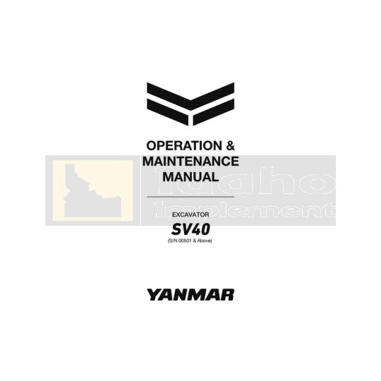 Yanmar Excavator SV40 Operation Manual - Digital Download