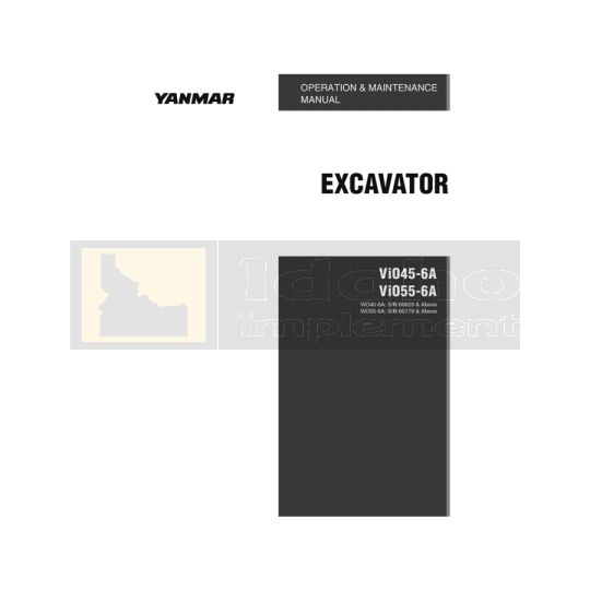 Yanmar Excavator ViO55-6A Operation Manual - Digital Download