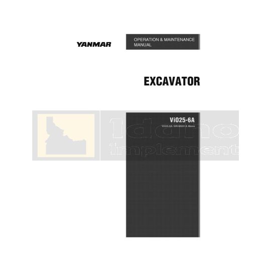 Yanmar Excavator ViO25-6A Operation Manual - Digital Download