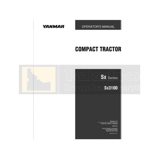 Yanmar SX3100 Operation Manual